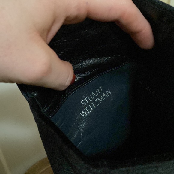 Stuart Weitzman Alljill Sequin Velvet 5050 Knee High Heeled go-go Boot noir - Picture 12 of 17